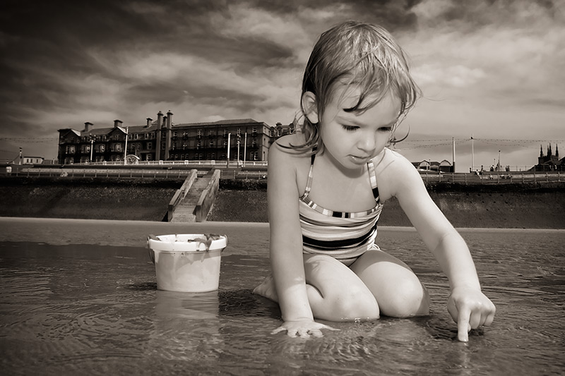 at play on the beach #2 / 3x2 + children [portraits] + fylde coast [scenic]