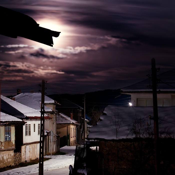 village by moonlight